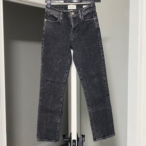 Frame high rise straight women’s petite grey jeans size 24”